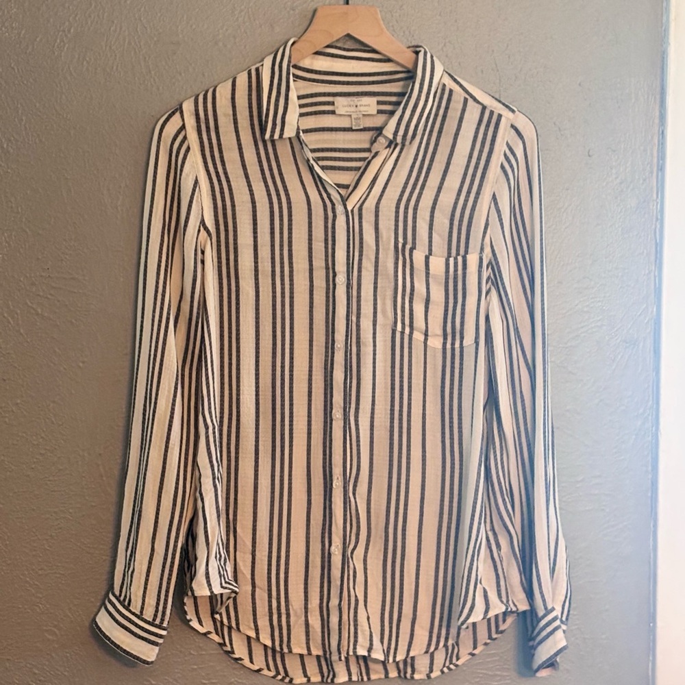 Striped Button-Up Blouse - image 4